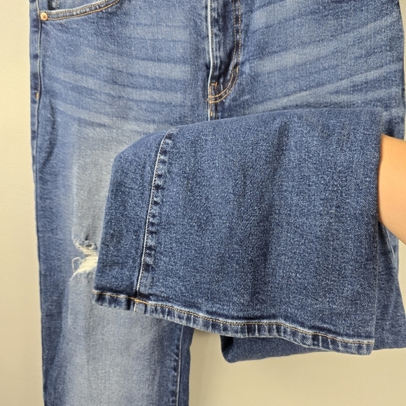 ARIYA Denim Distressed Flared Bell Bottom Jeans Boho Cowgirl Blue Women Size 11 - Picture 5 of 13